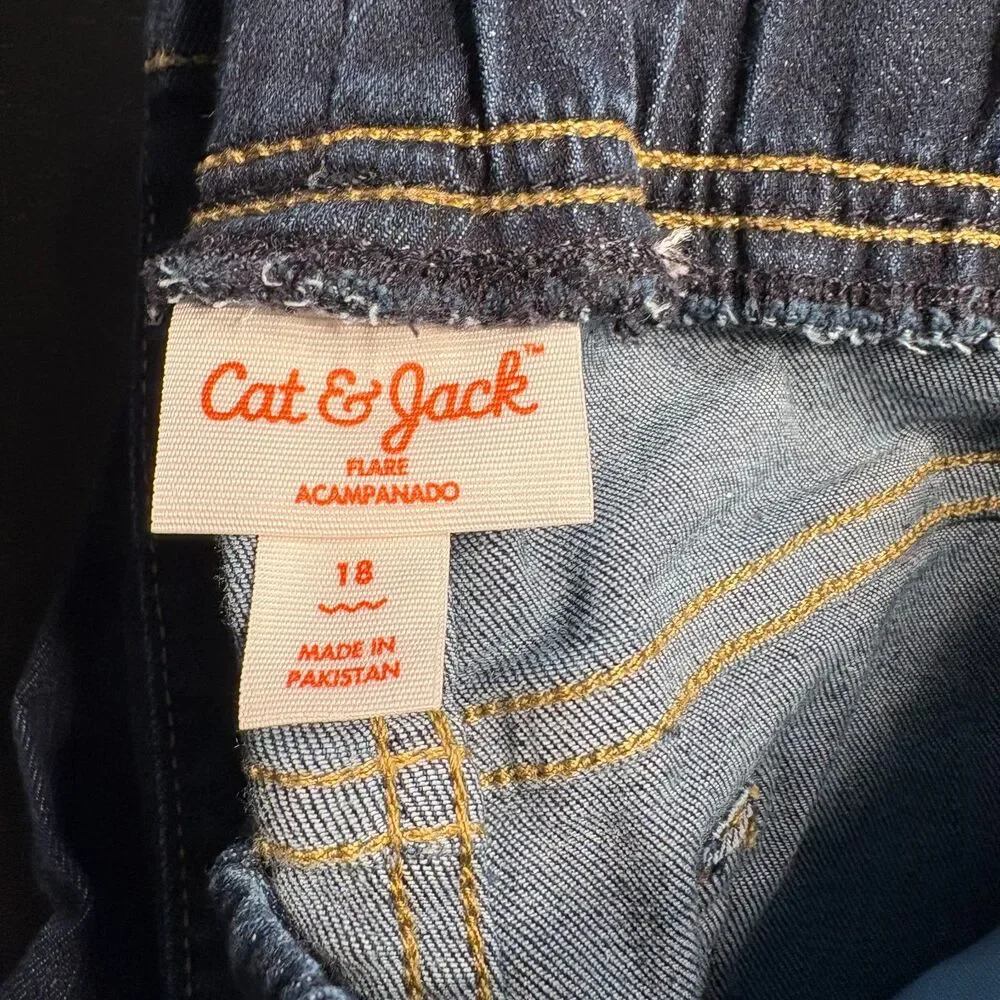 Cat&Jack Girls Flare Jeans Sz 18 NWT Pull On Ultimate Stretch Mid Rise Dark Wash